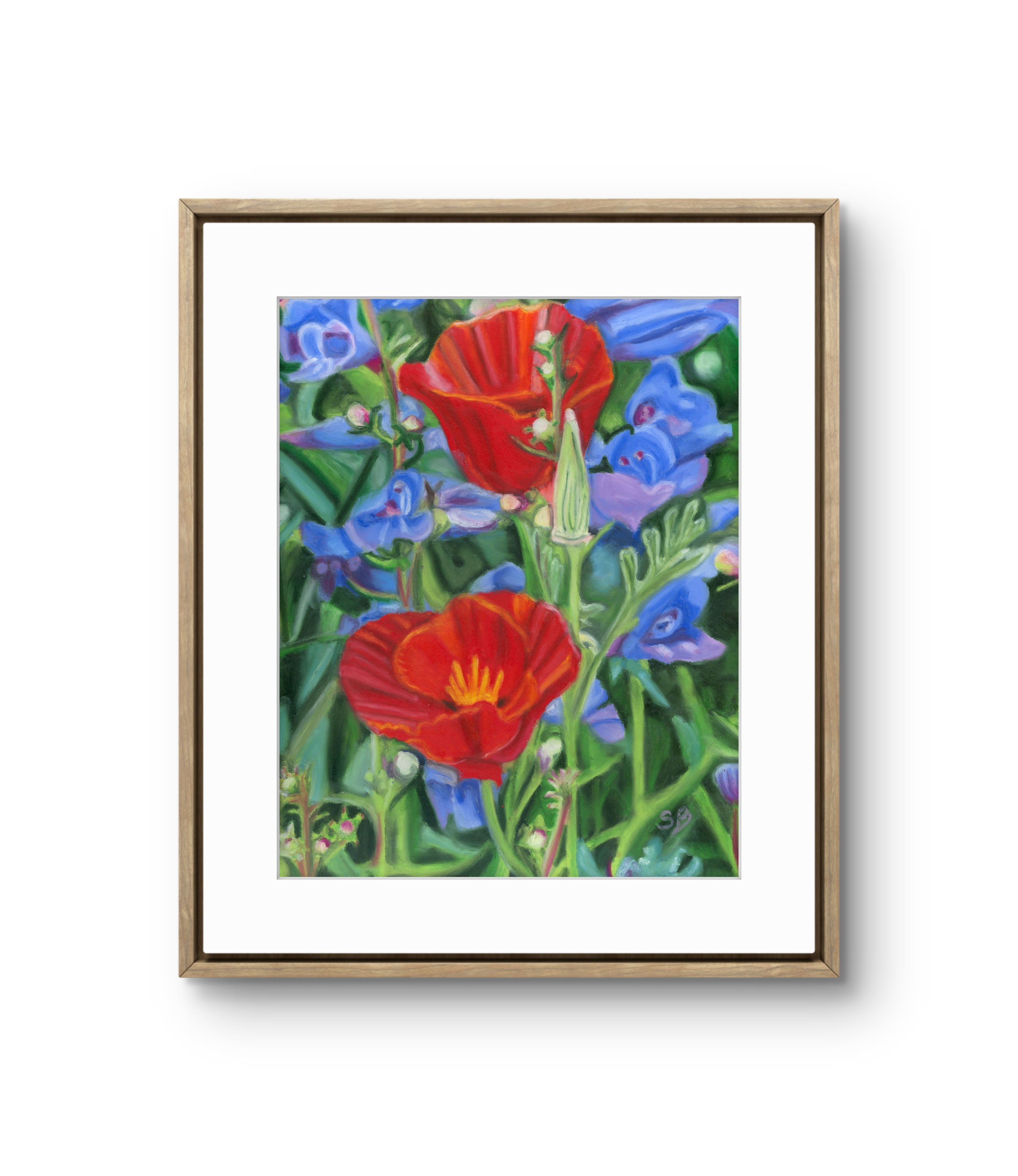Poppy Persuasion| Original 9.5x12"  Oil Pastel Painting