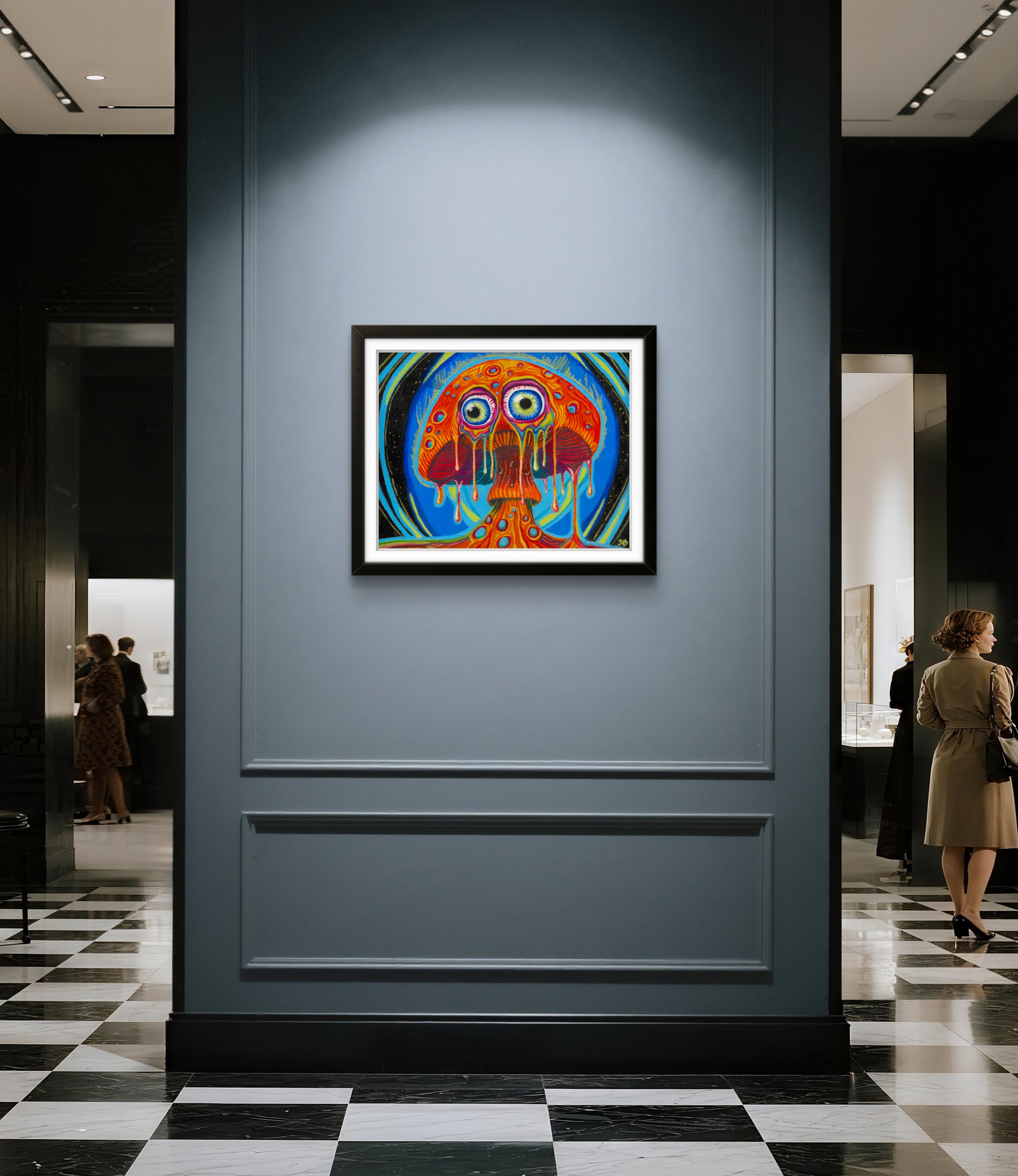 Trippy Drippy Shroom | Original 11x14" oil pastel