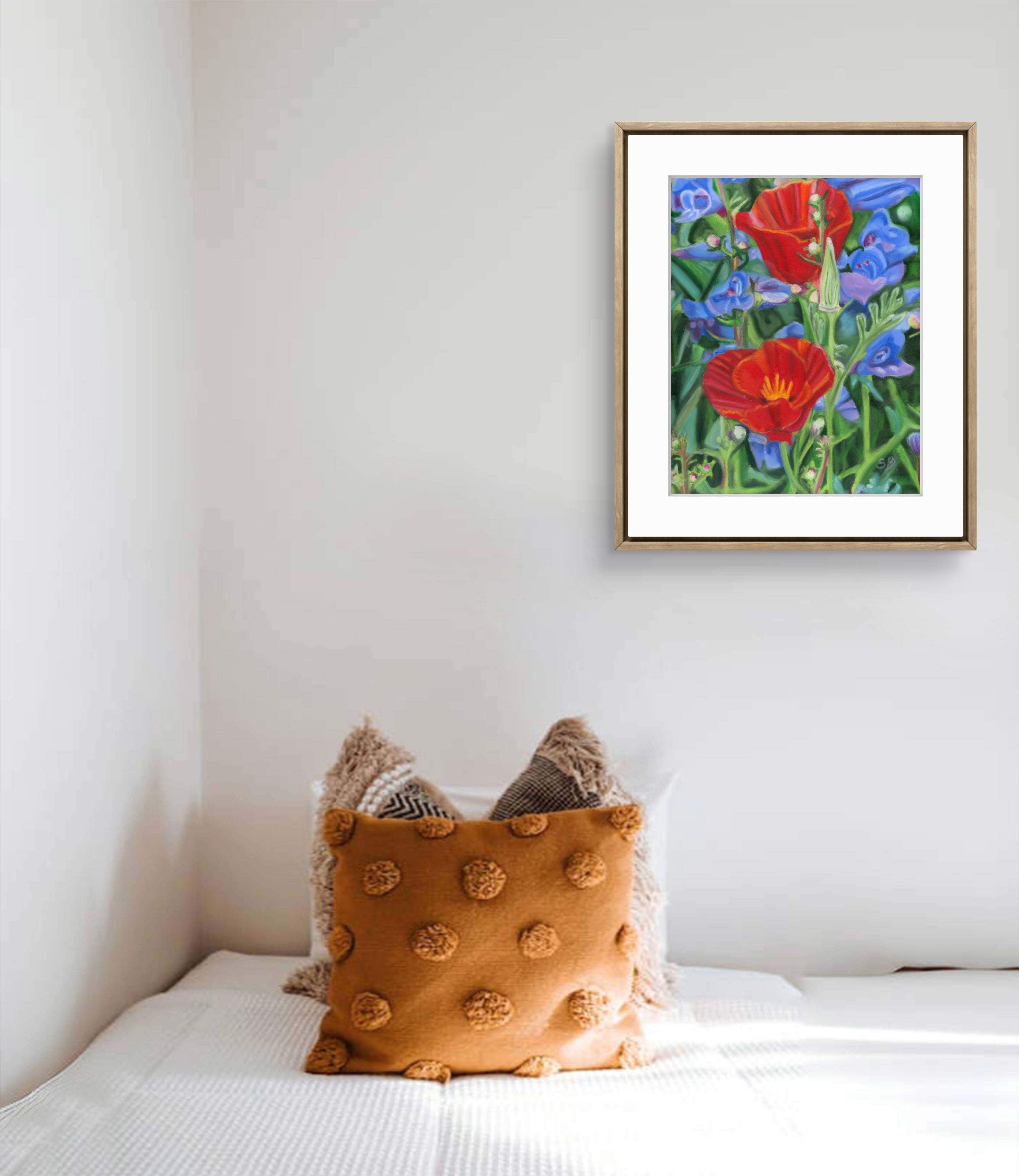 Poppy Persuasion| Original 9.5x12"  Oil Pastel Painting