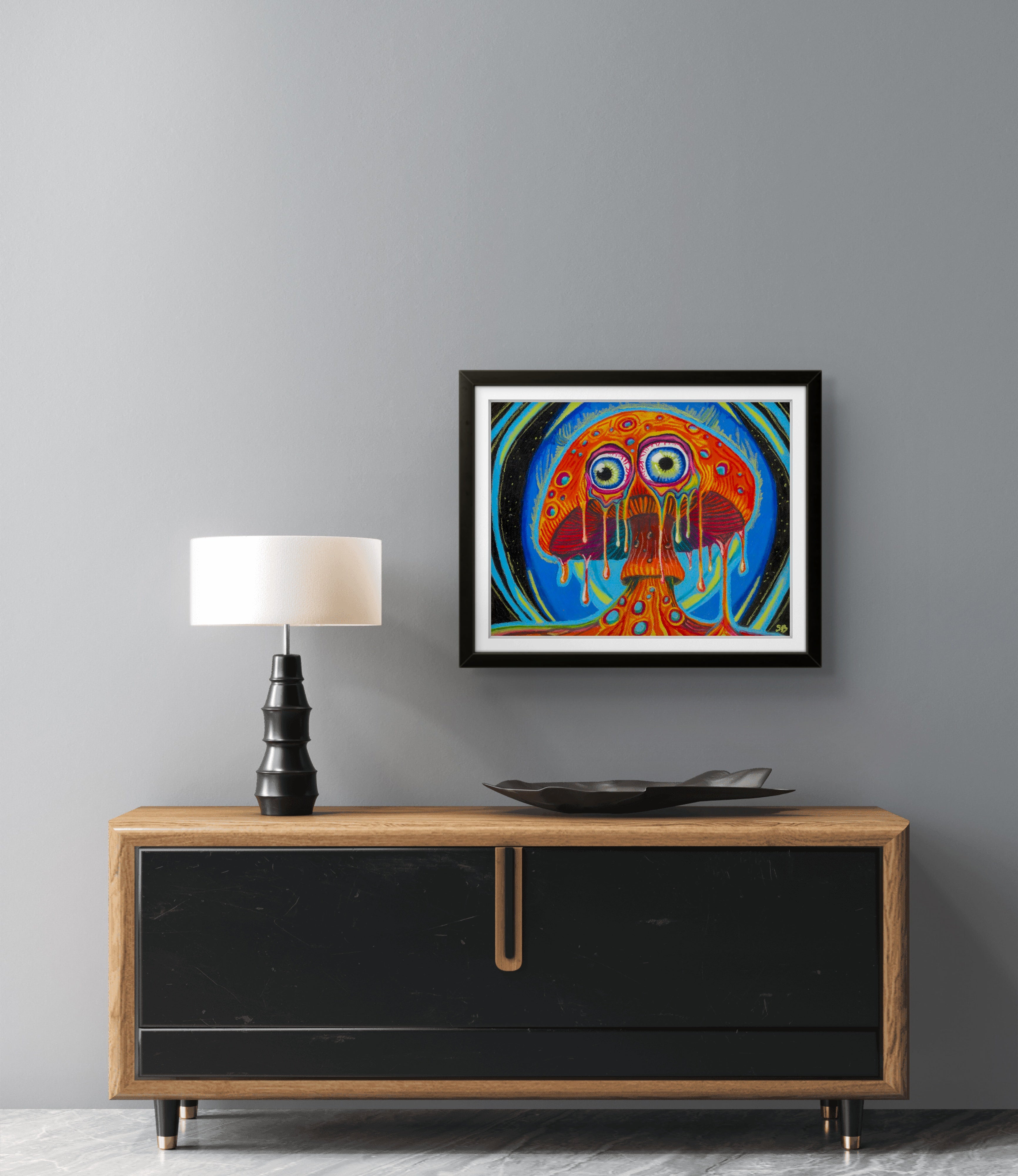 Trippy Drippy Shroom | Original 11x14" oil pastel