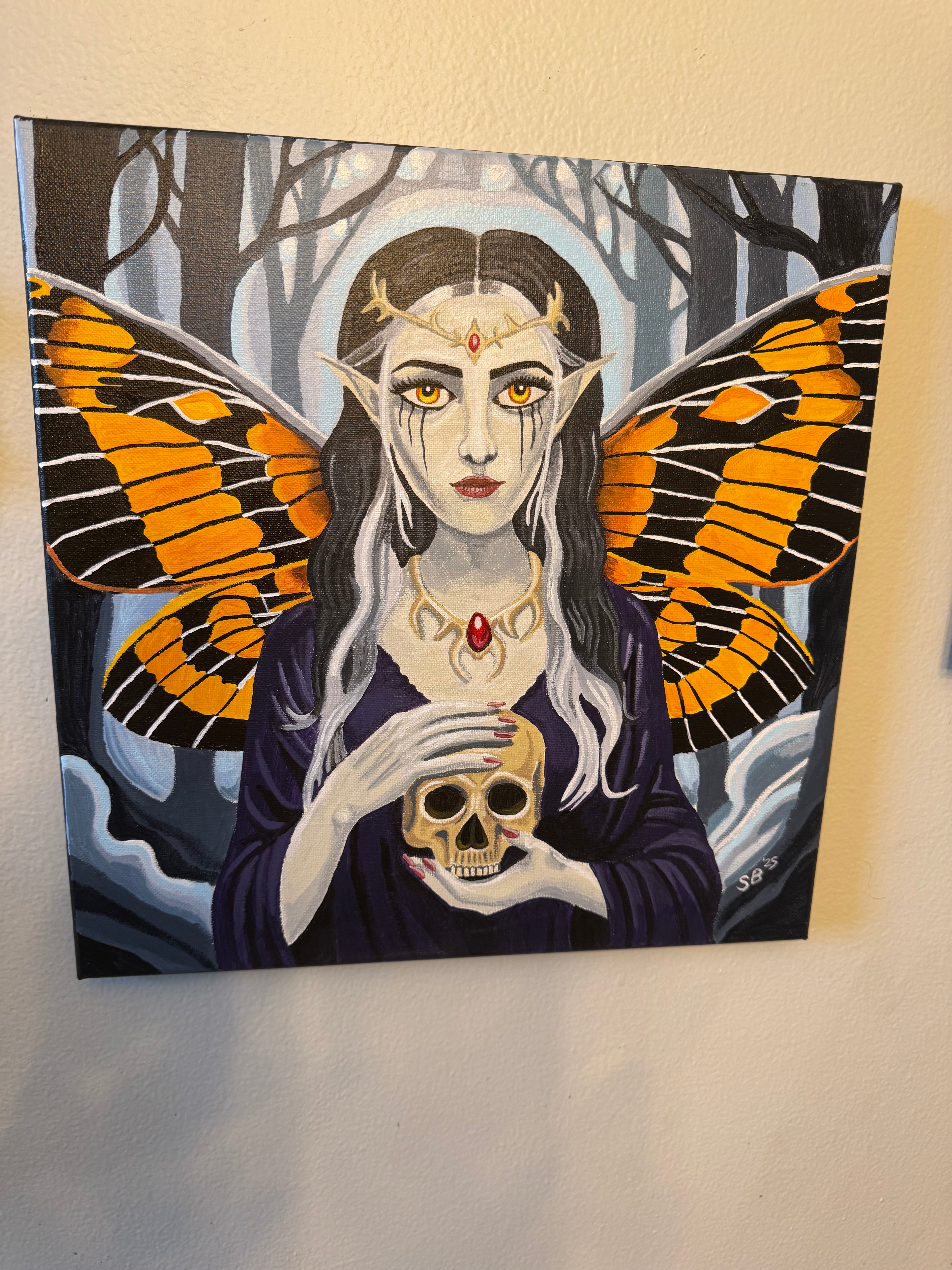 Death Moth Queen of Tamriel | Original 14x14" Acrylic Painting