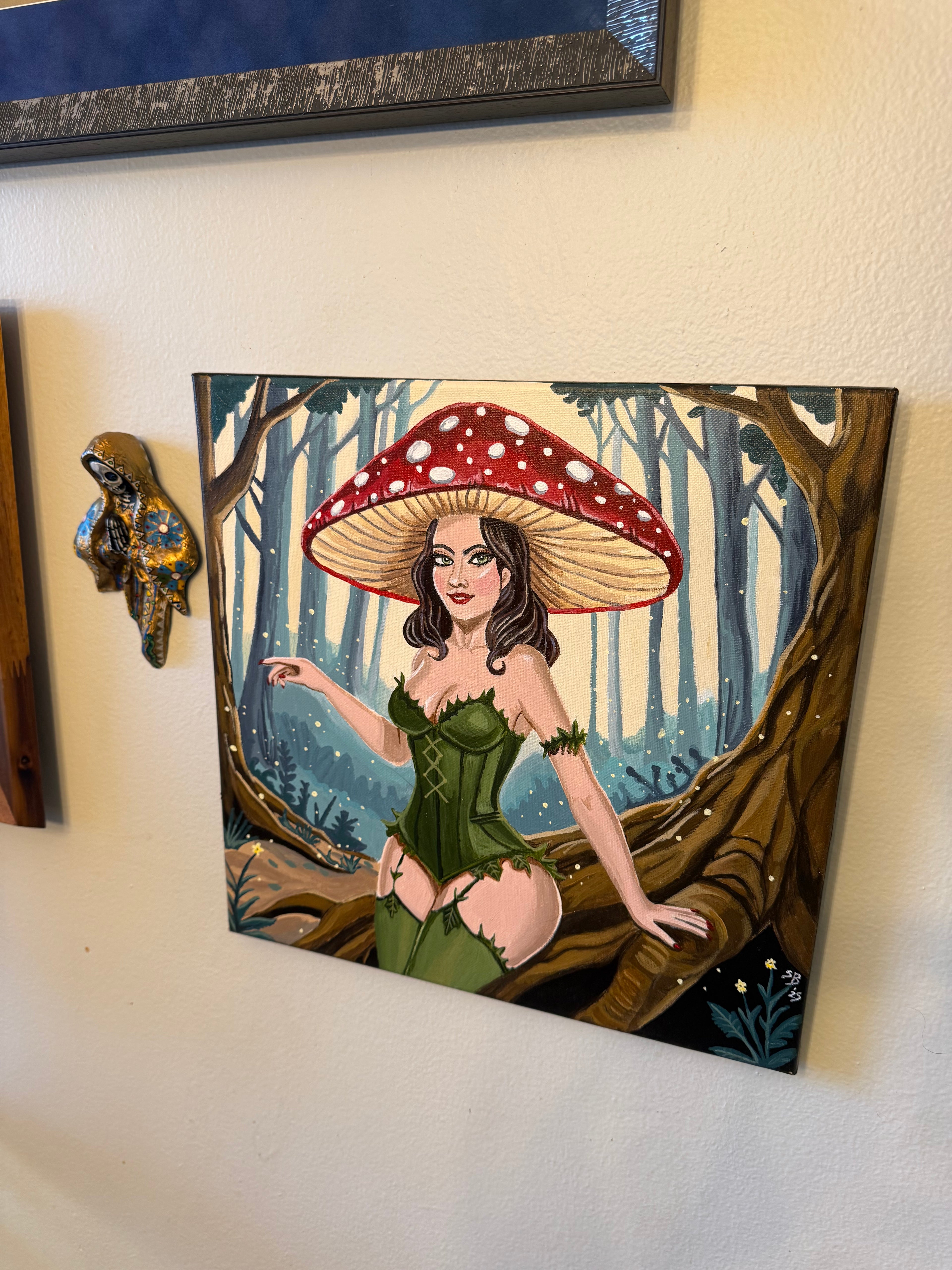 Amanita: Mushroom Maiden | Original 14x14" Acrylic Painting