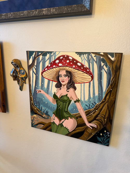 Amanita: Mushroom Maiden | Original 14x14" Acrylic Painting