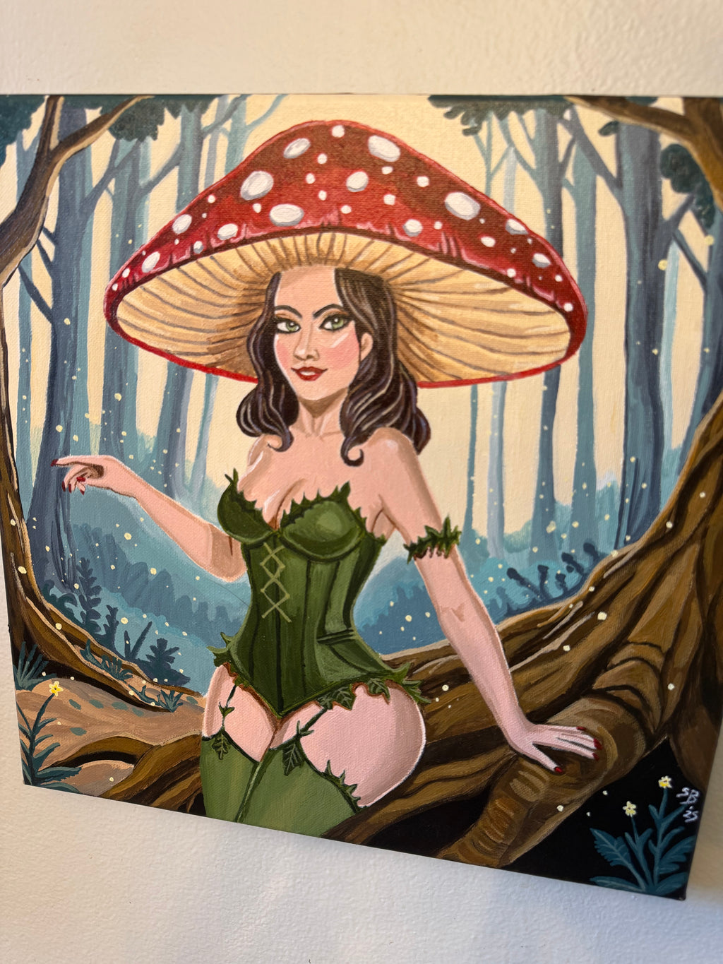 Amanita: Mushroom Maiden | Original 14x14" Acrylic Painting