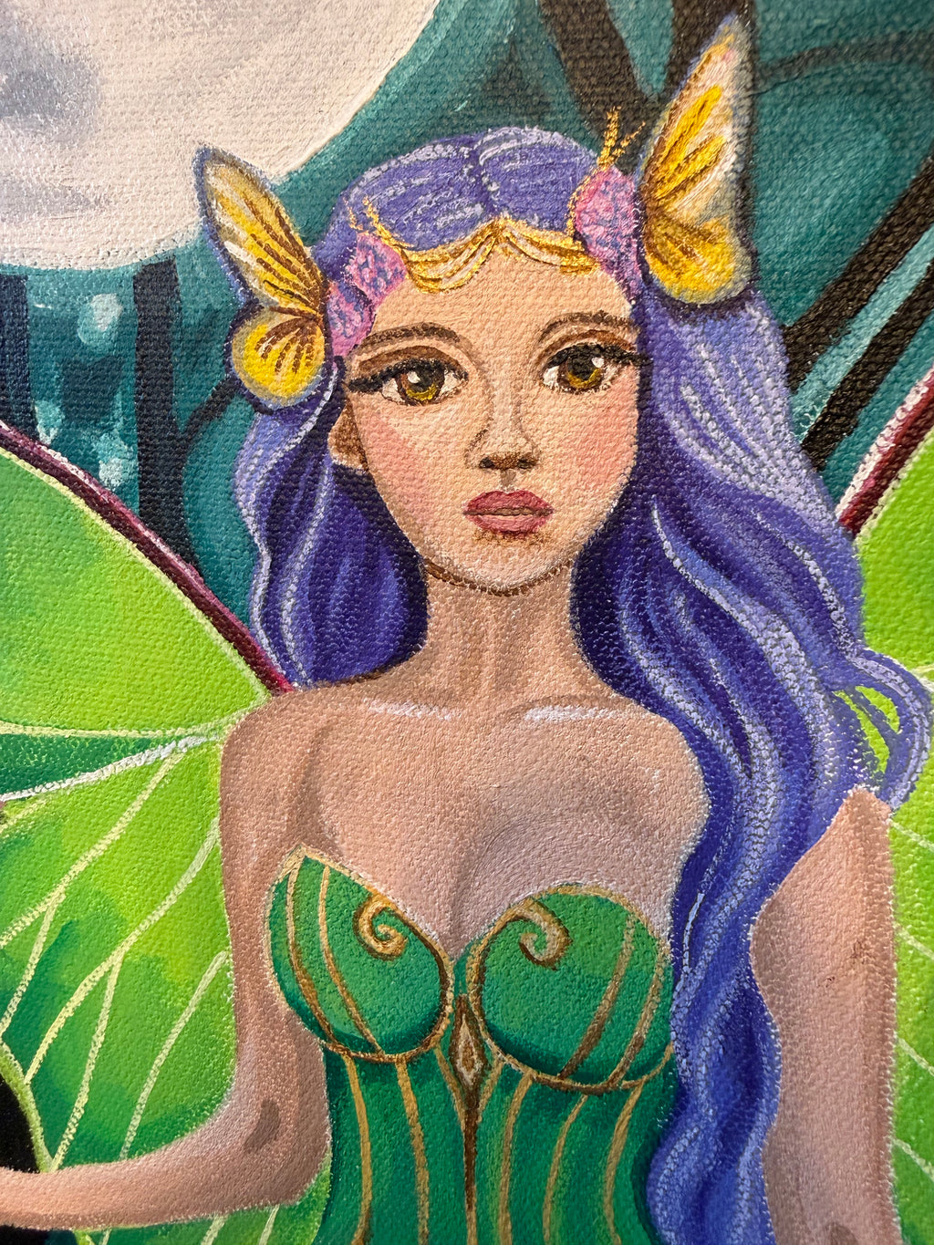 Visions of the Fae-Moth Grove | Original 12x16" Acrylic painting