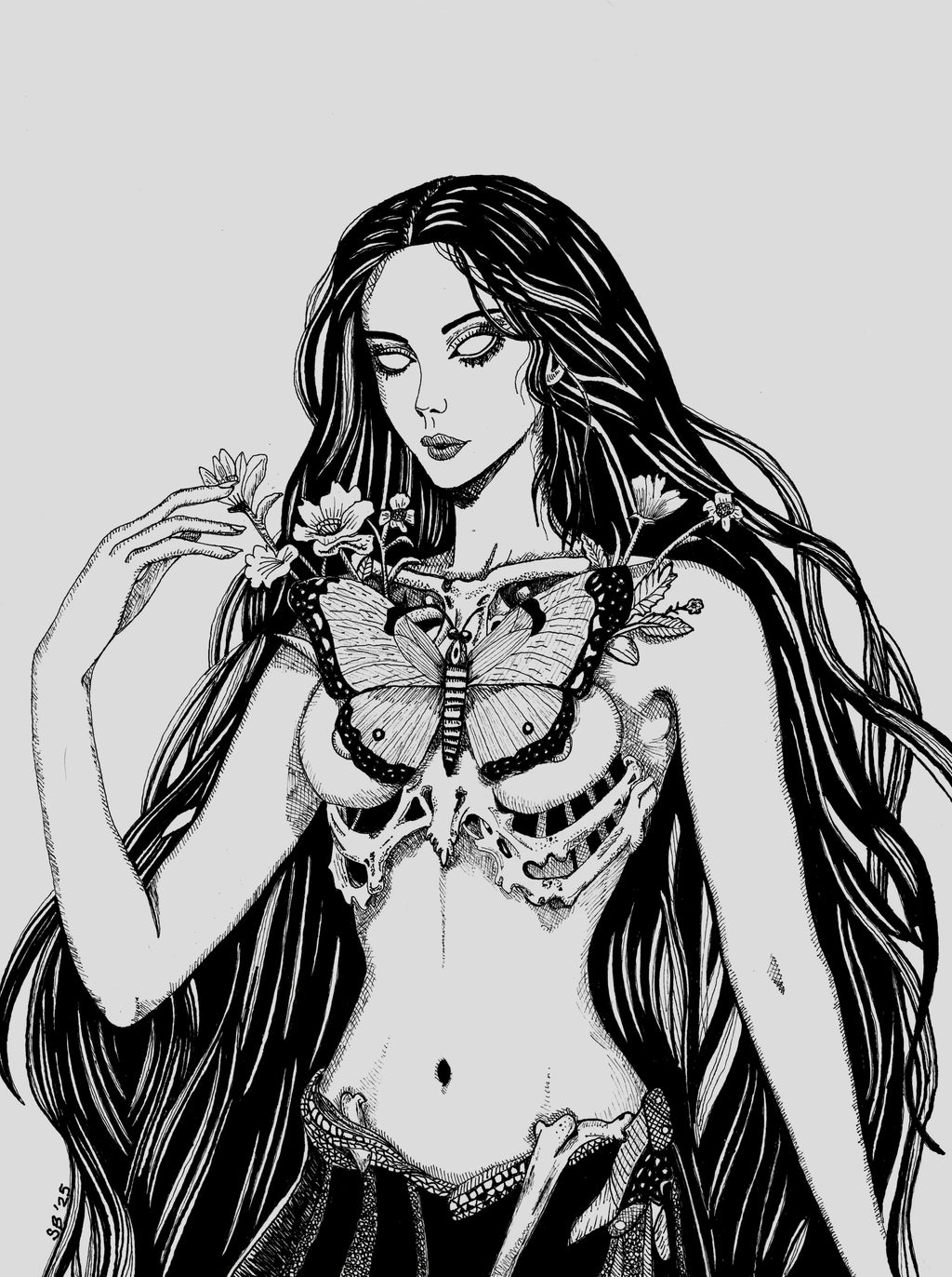 Lady Death | Original  9x 12" Pen & Ink drawing