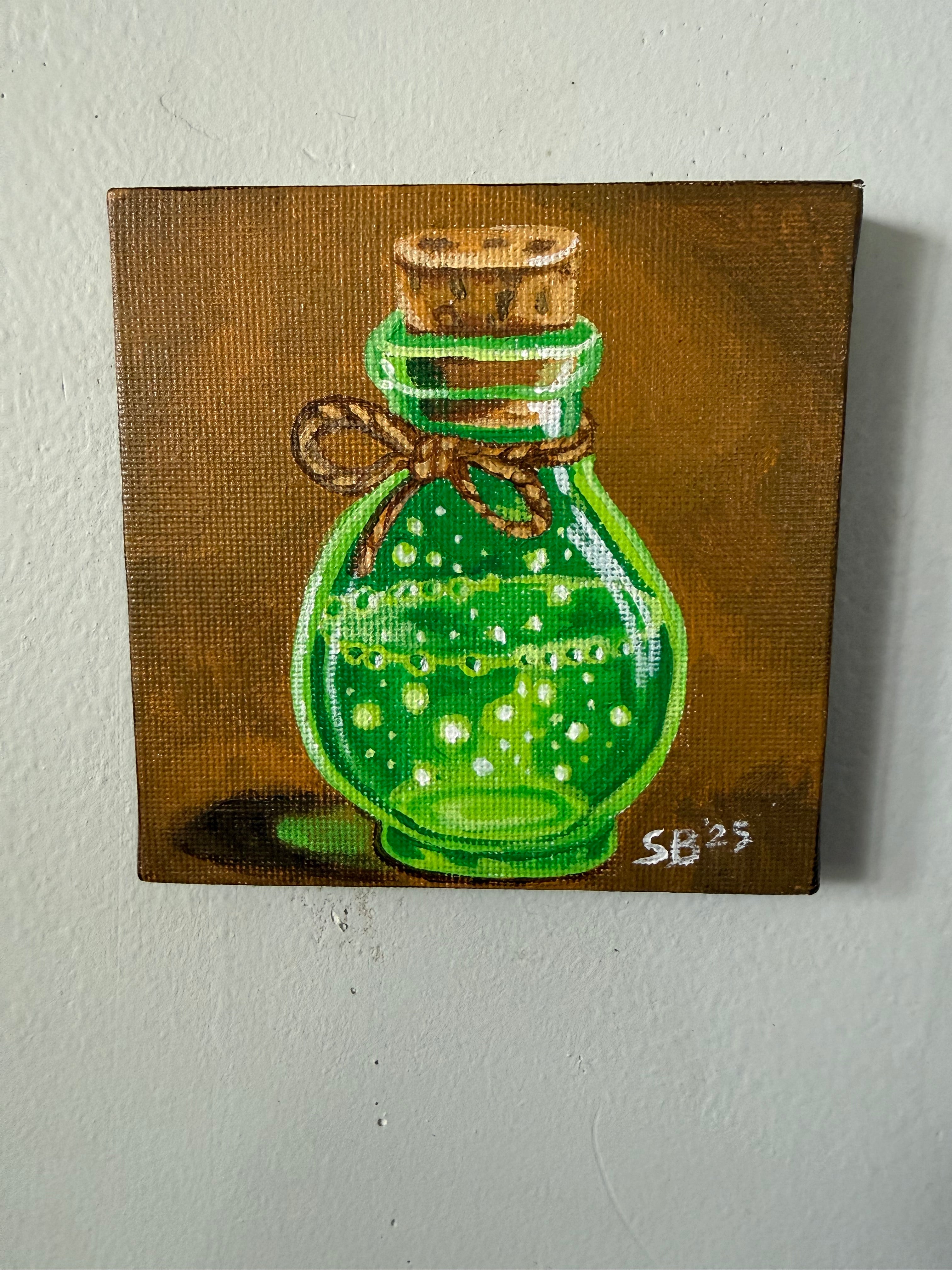 Elixir of Renewal/Green Potion | Original 4x4" Acrylic Painting