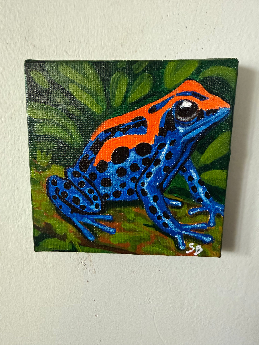 Chromatic Dartling/ Poison Dart Frog Portrait | Original 4x4" Acrylic Painting
