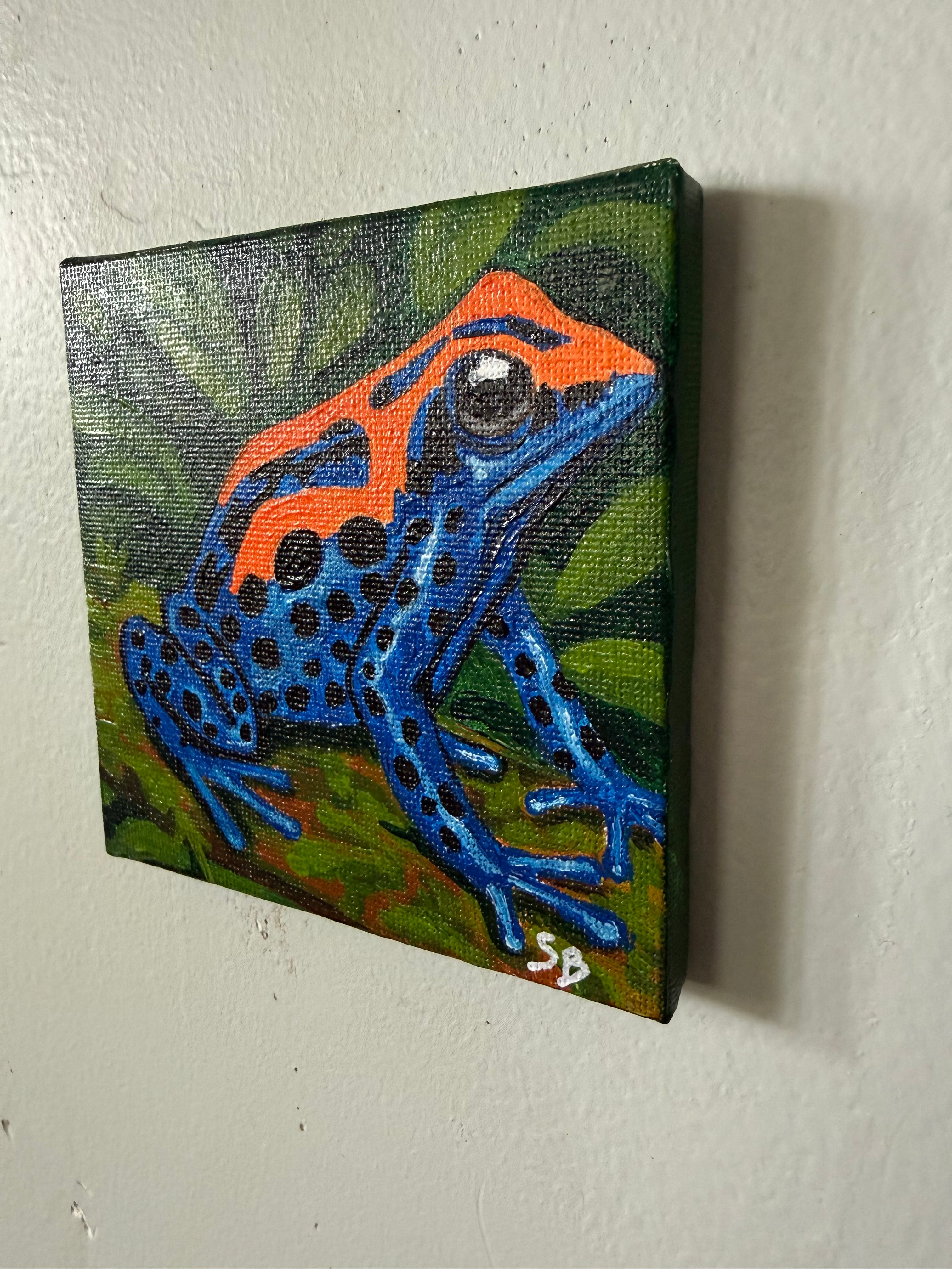 Chromatic Dartling/ Poison Dart Frog Portrait | Original 4x4" Acrylic Painting