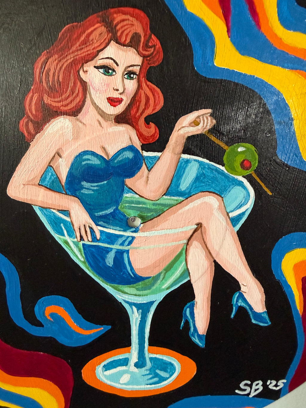 Dirty Martini Muse | Original 12" Vinyl Painting