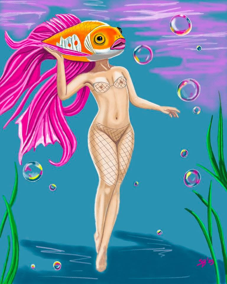 Betta Dream Girl/Reverse Mermaid- Giclée Fine Art Print