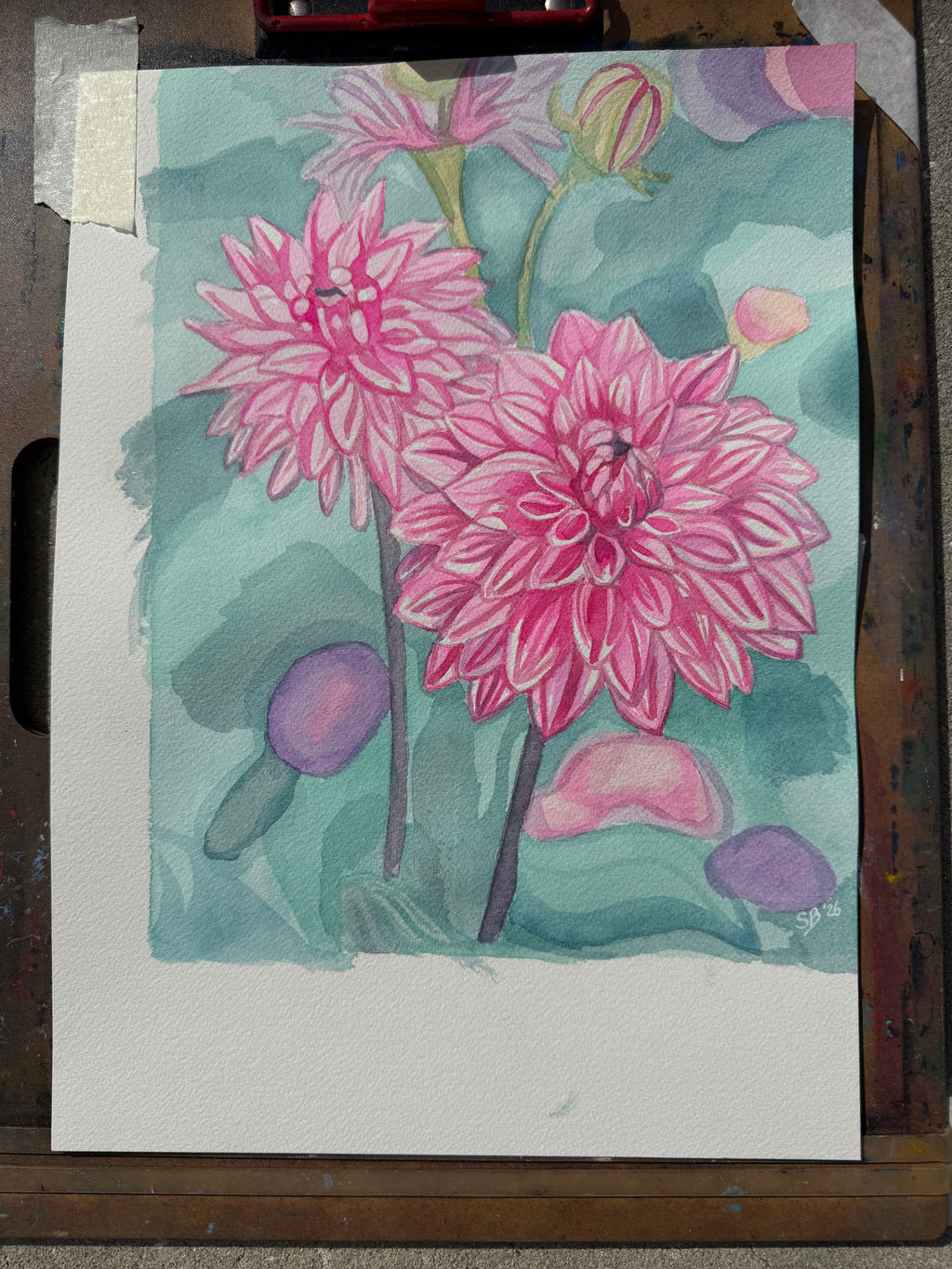 Dahlia Daydream | Original 8.75 x 11" Watercolor Painting