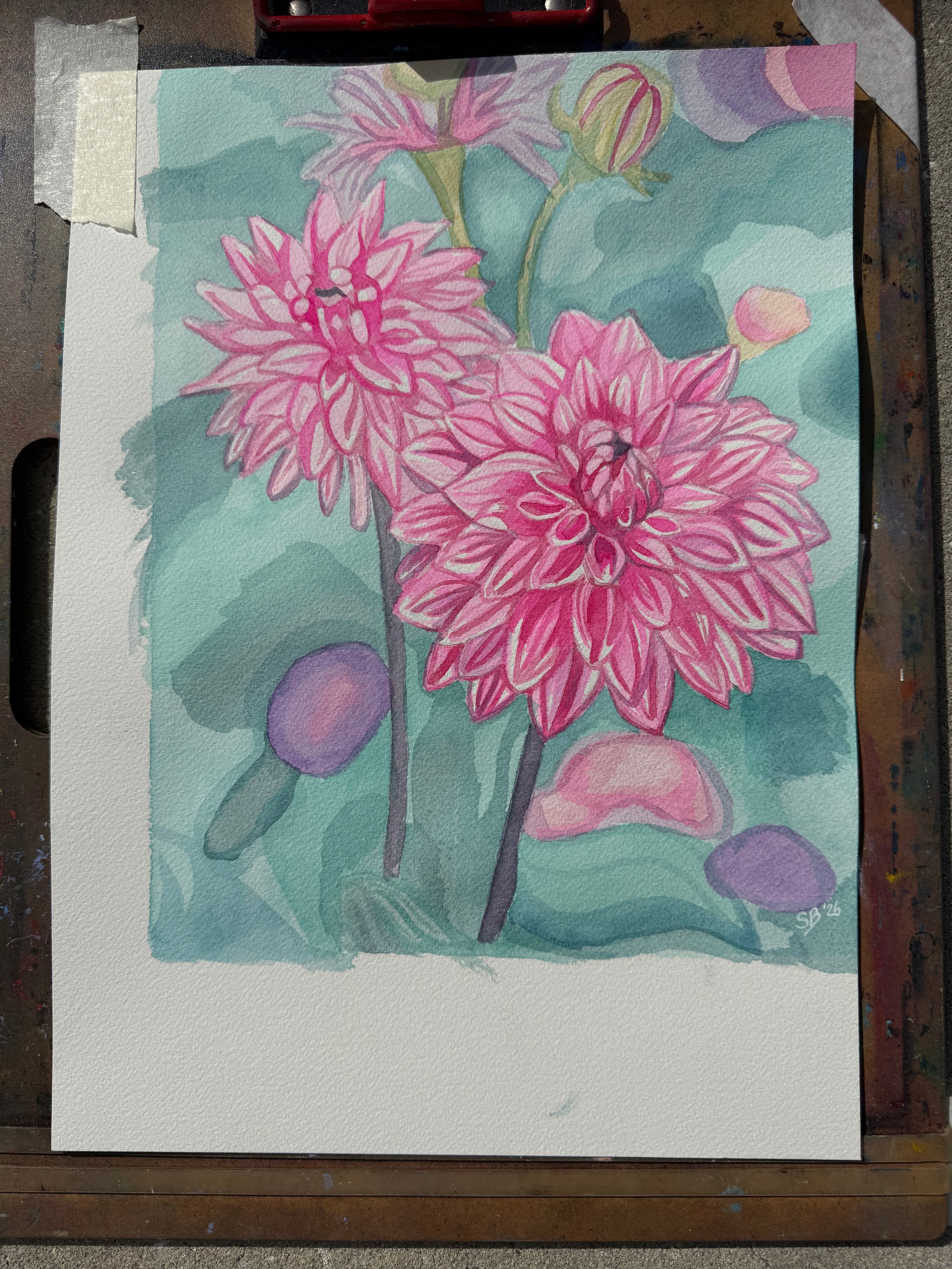 Dahlia Daydream | Original 8.75 x 11" Watercolor Painting