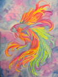 Solar Betta | Original 12x16"  UV Reactive Watercolor Painting