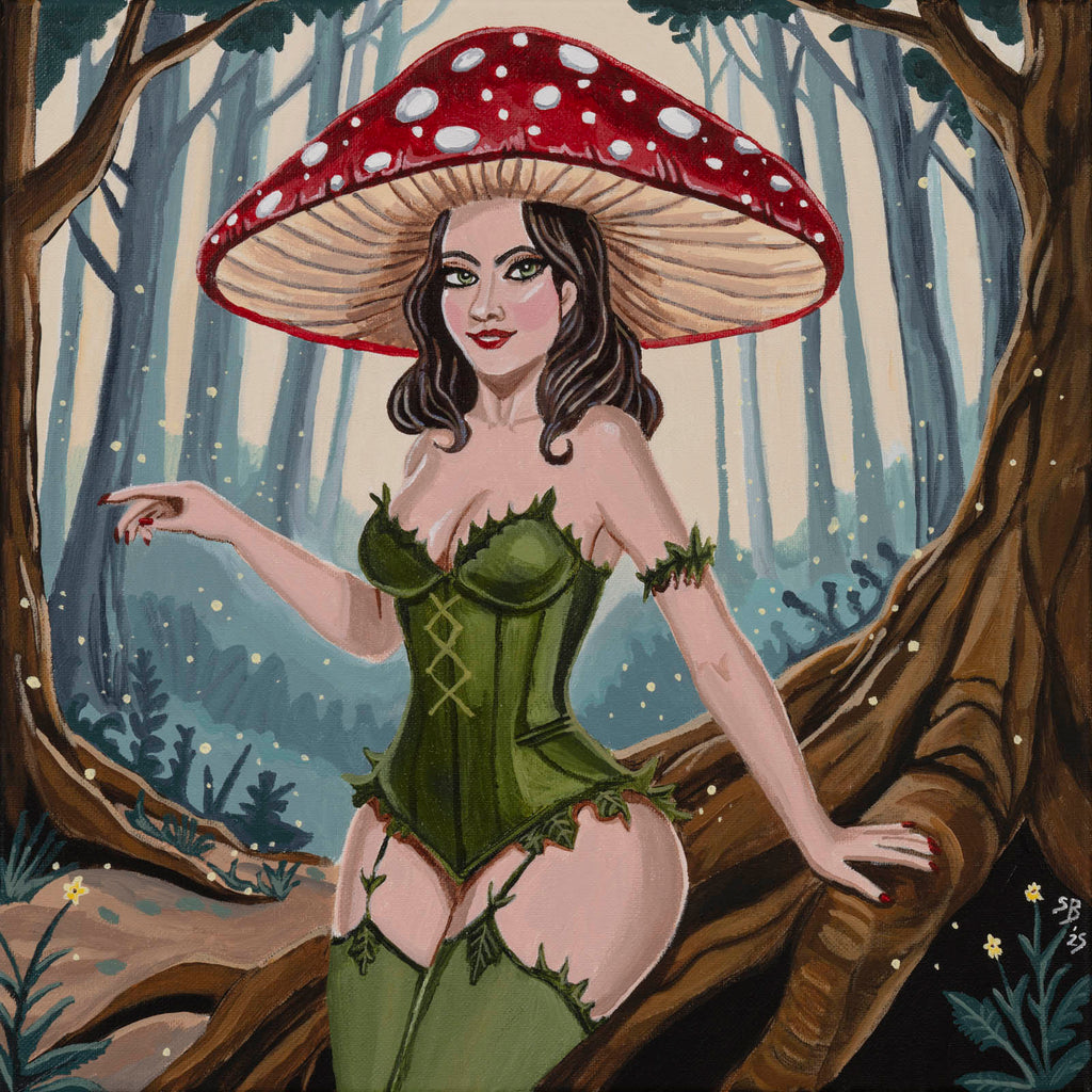 Amanita: Mushroom Maiden | Original 14x14" Acrylic Painting