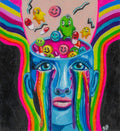 In My Head: Take Your Happy Pills | Original 11x14" Oil Pastel Painting