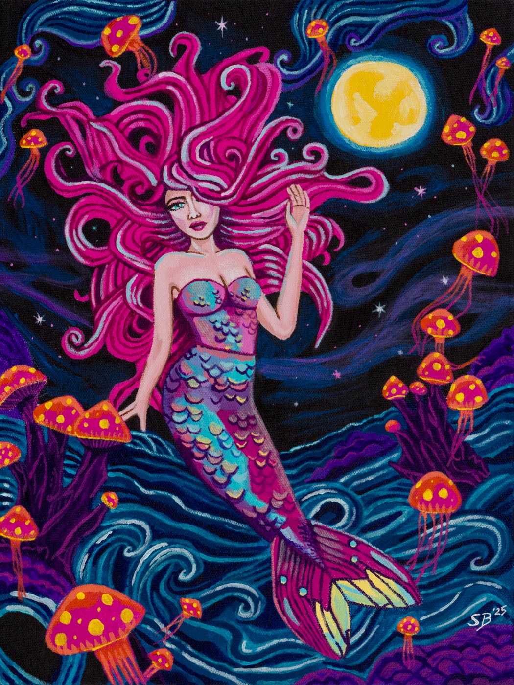 Starlit Siren | Original 12x16" Acrylic Painting