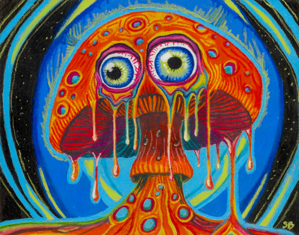 Trippy Drippy Shroom | Original 11x14" oil pastel
