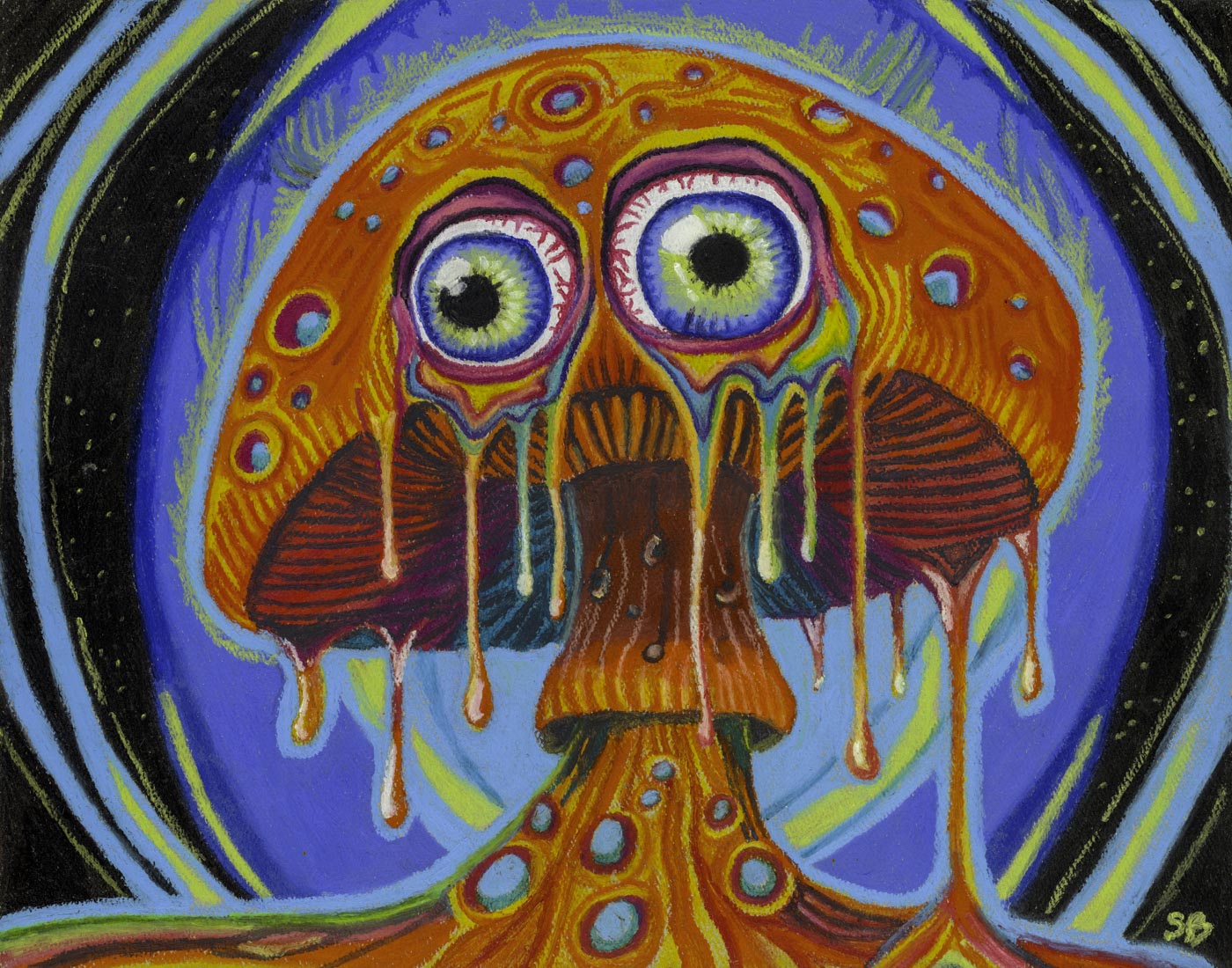 Trippy Drippy Shroom | Original 11x14" oil pastel