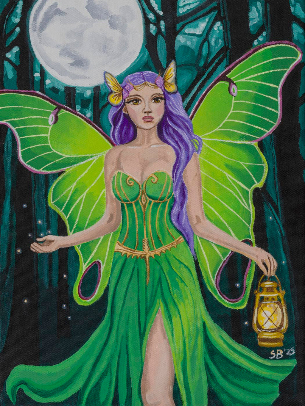 Visions of the Fae-Moth Grove | Original 12x16" Acrylic painting