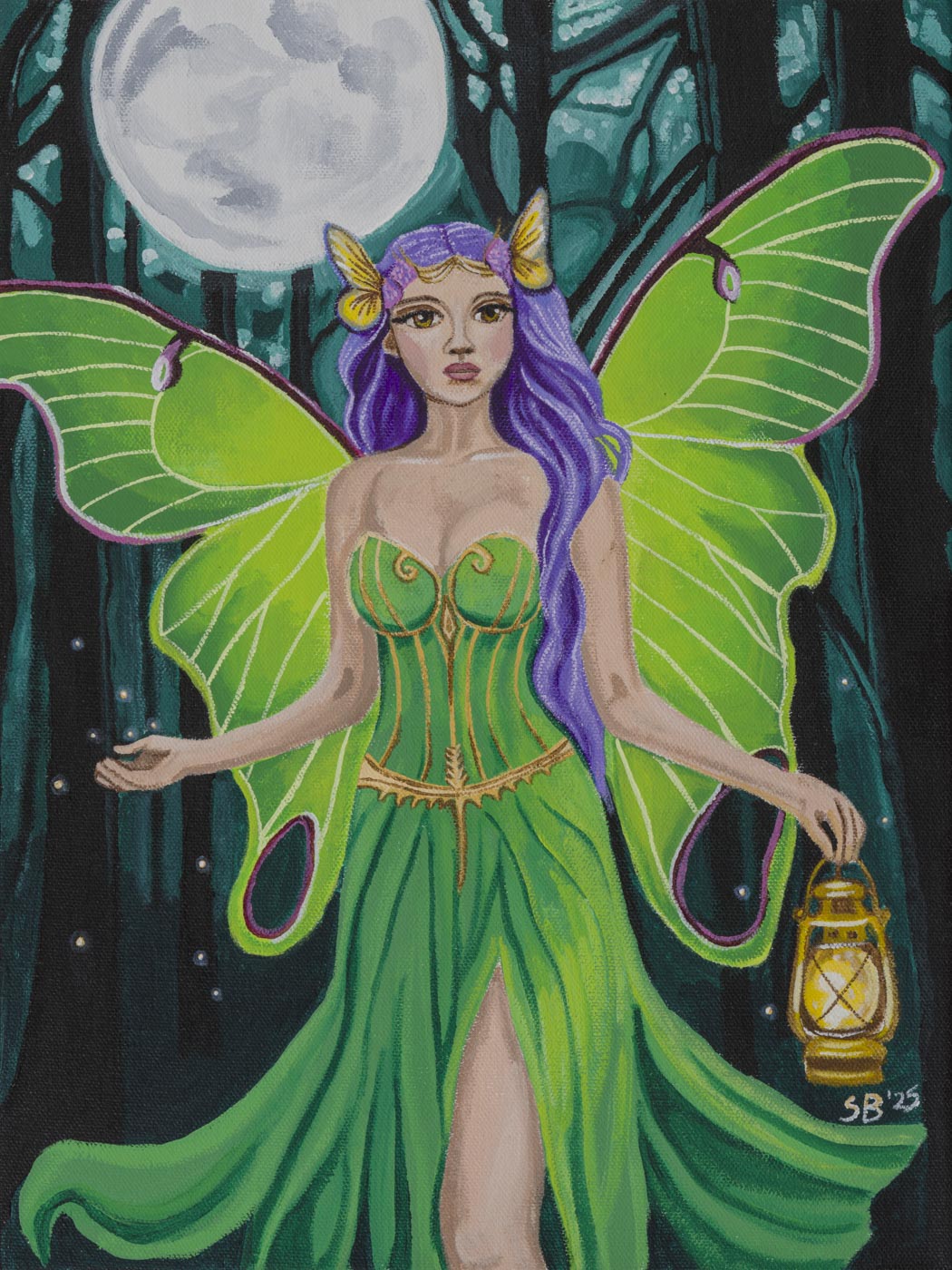 Visions of the Fae-Moth Grove | Original 12x16" Acrylic painting